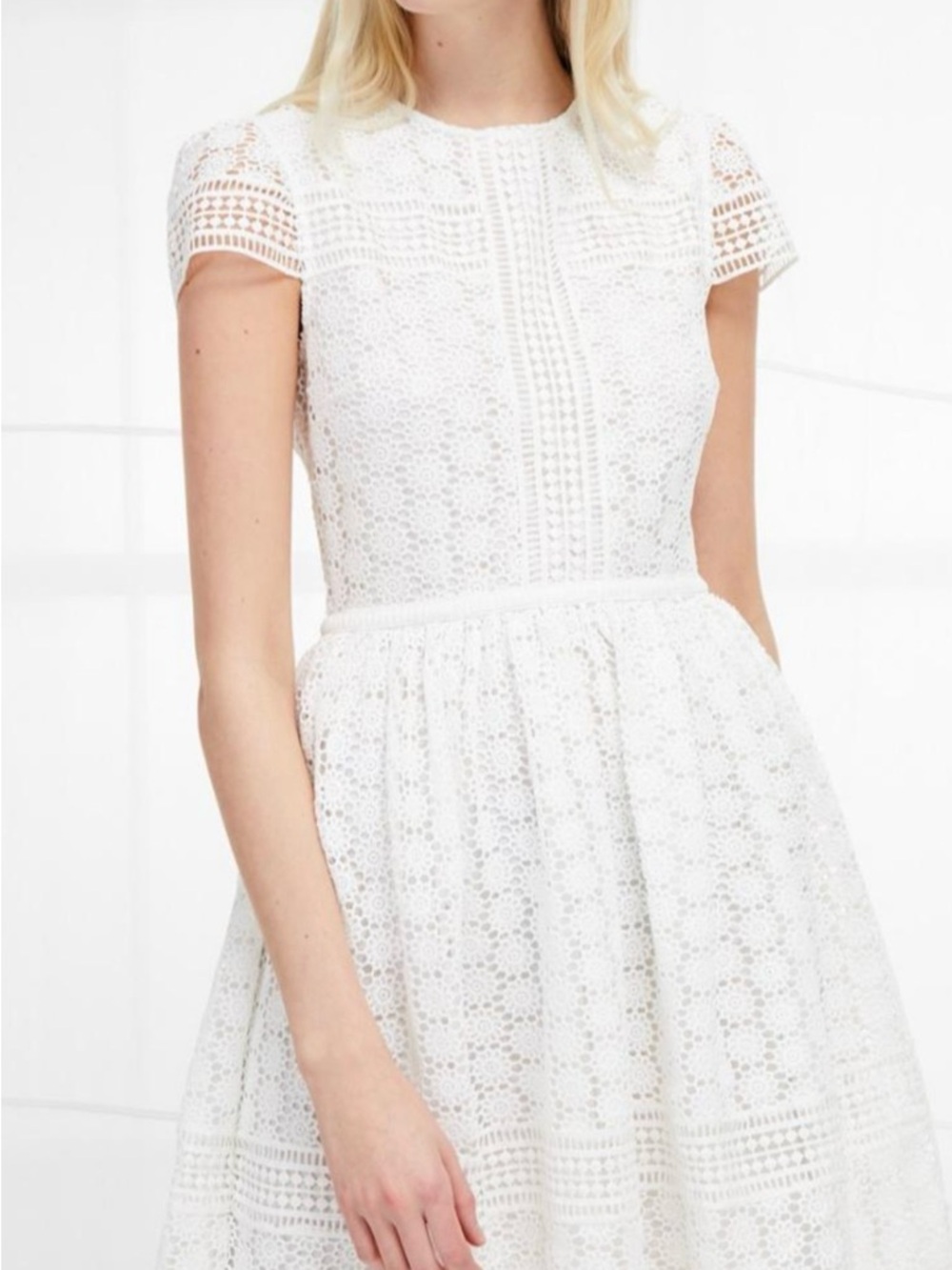 French Connection White Parker Lace Fit and Flare Dress sz 4 NWT $248